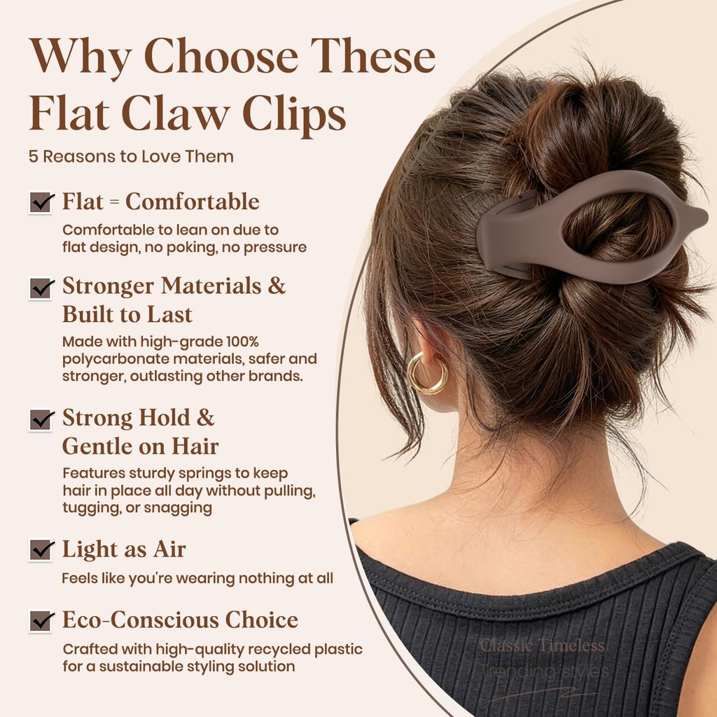 Set of 4 large flat hair clips for women, designed for comfort and strong hold. Verified by CuratCart for trust.