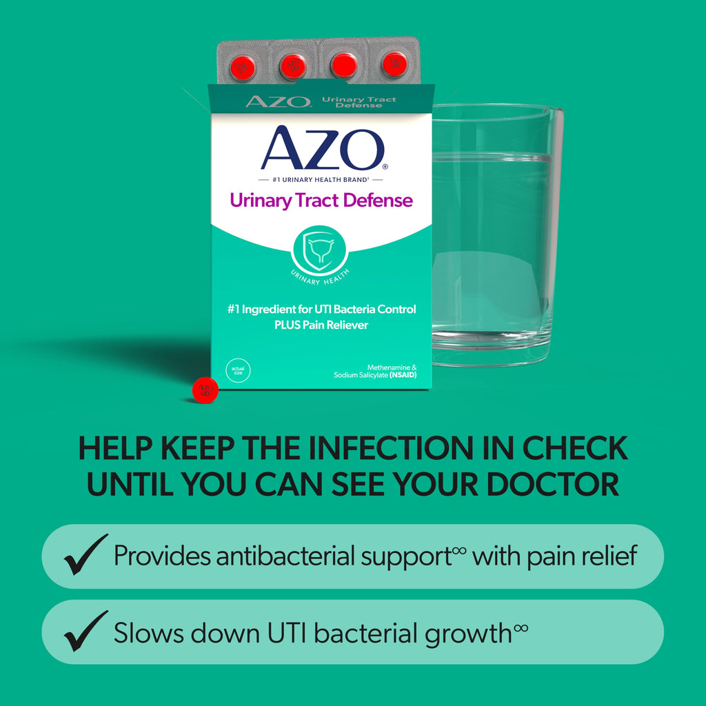 AZO Urinary Tract Defense Antibacterial Protection, 48 Tablets | From the #1 Doctor Recomended Brand± UTI Symptom Relief in as Little as 20 Minutes, Relieves Urinary Pain, Burning & Urgency*