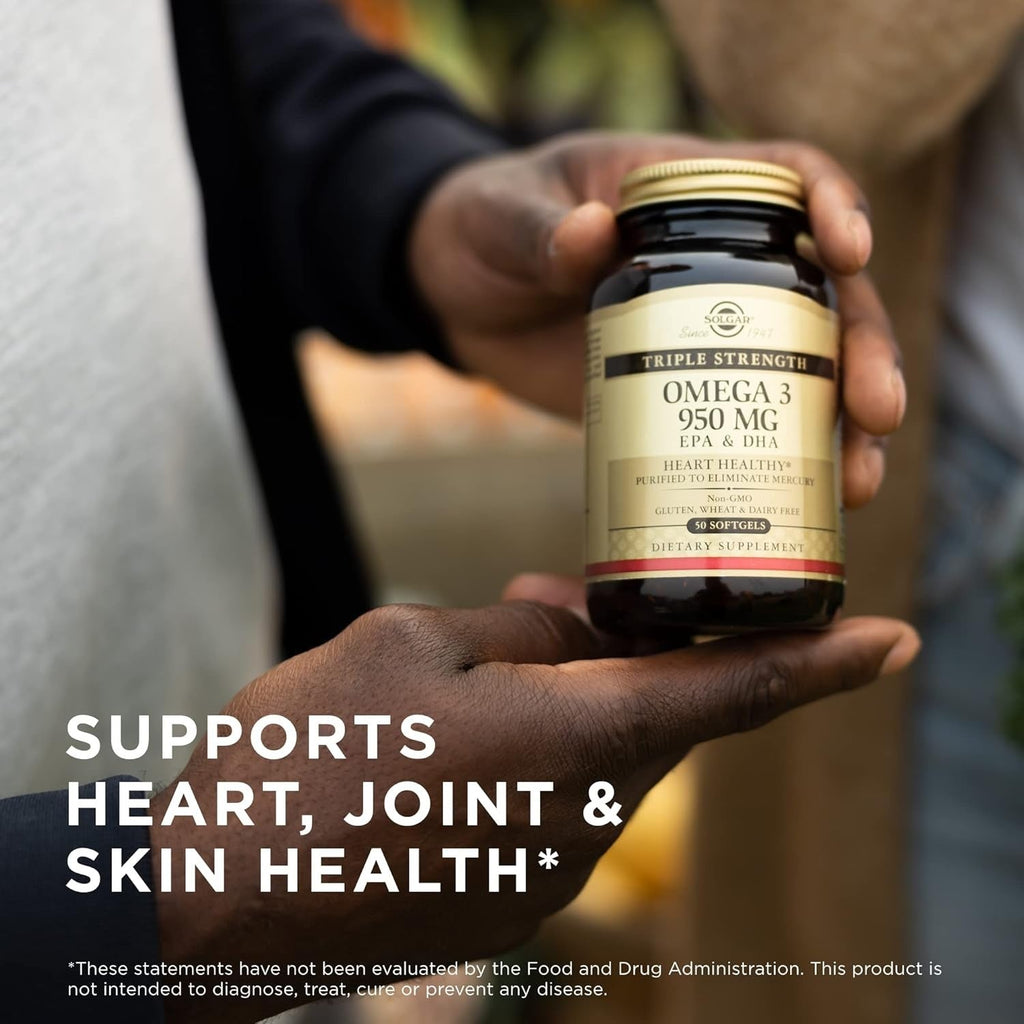 Buy now Solgar Triple Strength Omega 3 950 mg - 50 Softgels - Supports Joint & Skin Health - Non-GMO, Gluten Free, Dairy Free - 50 Servings at indiglob india