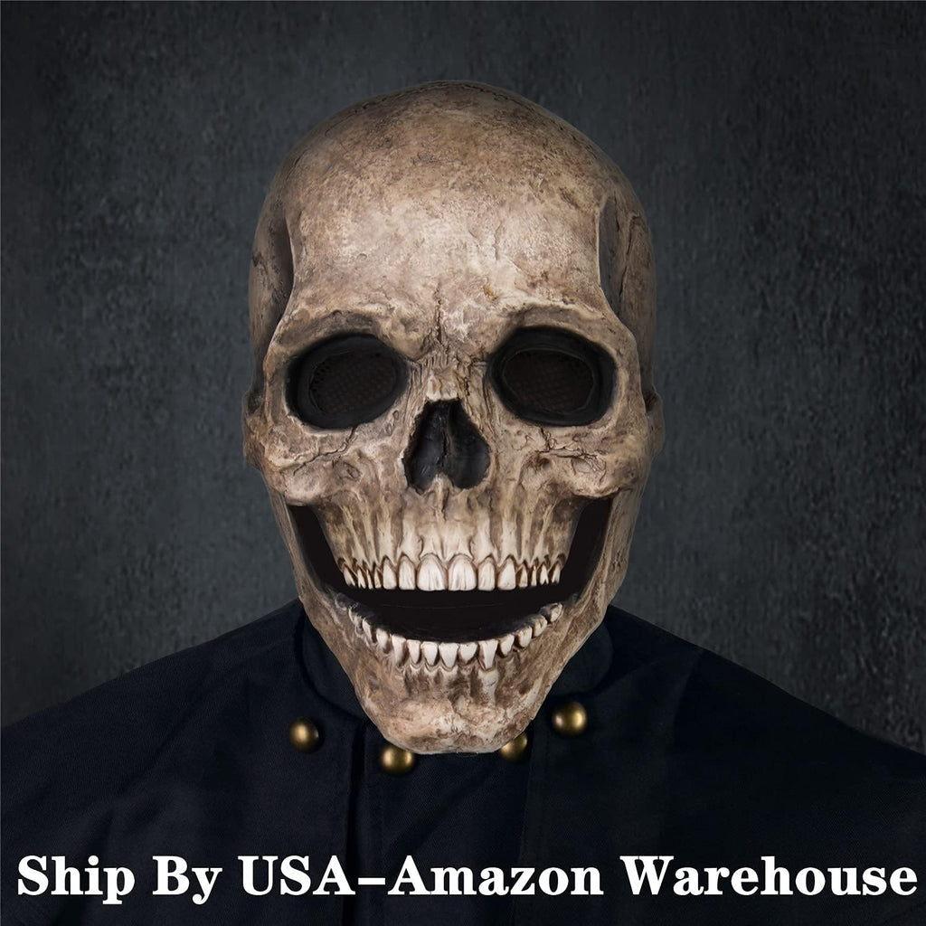 Buy now RRANYF Creepy Halloween Full Head Skull Mask with Movable Jaw, Adult Entire Head Realistic Latex Helmet, Scary Skeleton at indiglob india