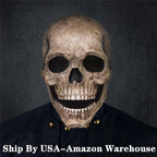 Buy now RRANYF Creepy Halloween Full Head Skull Mask with Movable Jaw, Adult Entire Head Realistic Latex Helmet, Scary Skeleton at indiglob india