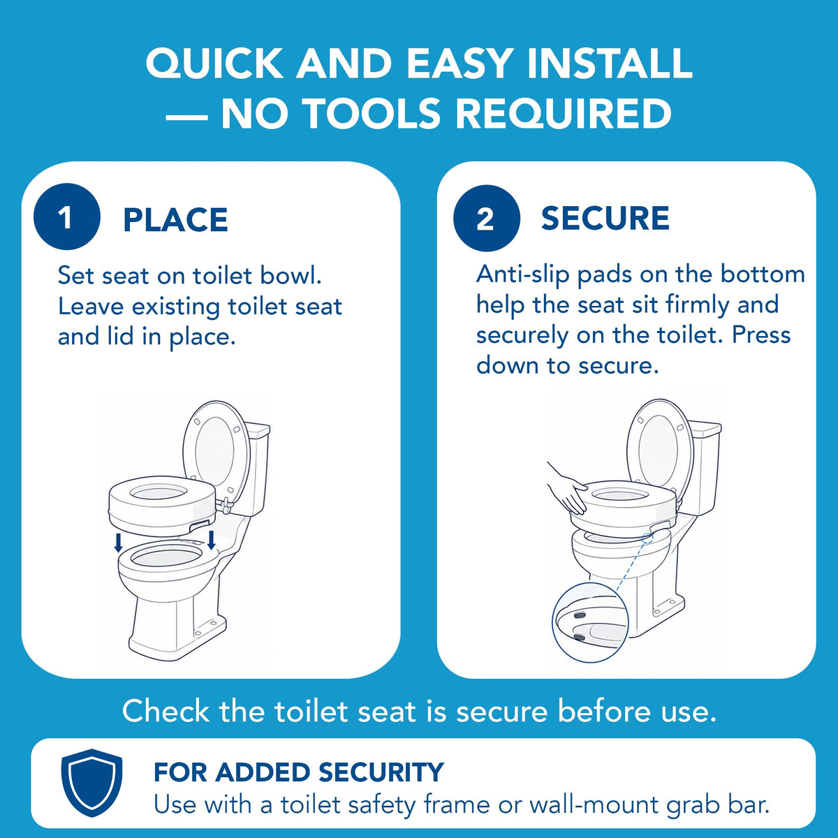 Carex Toilet Seat Riser, 5 Inch, Toilet Seat Risers for Seniors, Raised Toilet Seat, Supports 300lbs, Slip-Resistant, Toilet Riser, Elevated Toilet Seats