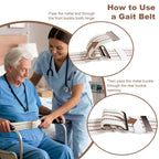 Gait Belt for Seniors 60inch - Walking Transfer Belts Gate Belts Medical for Elderly, Physical Therapy Strap Caregiver Supplies for Caregiver, Nurse, Therapist with Metal Buckle