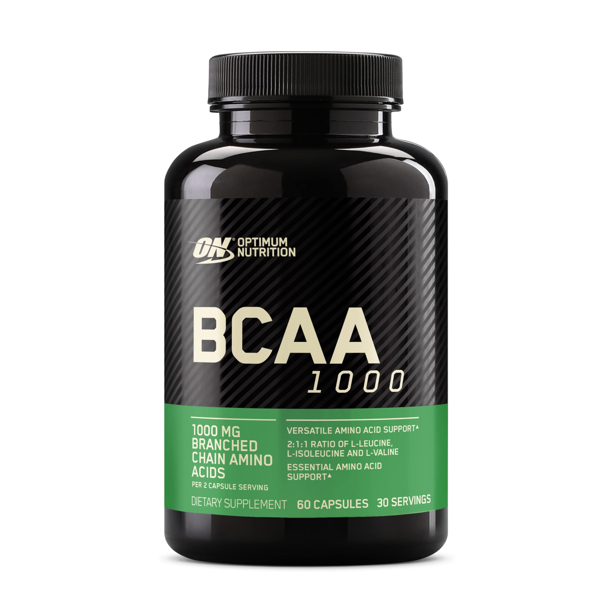 Optimum Nutrition BCAA Capsules, Keto Friendly, 1000mg, 200 Ct | Easy to Swallow Capsules, Branched Chain Amino Acid Support, 2:1:1 ratio of L-Leucine, L-Isoleucine and L-Valine per serving