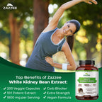 Zazzee White Kidney Bean 10:1 Extract, 1800 mg per Serving, 200 Capsules