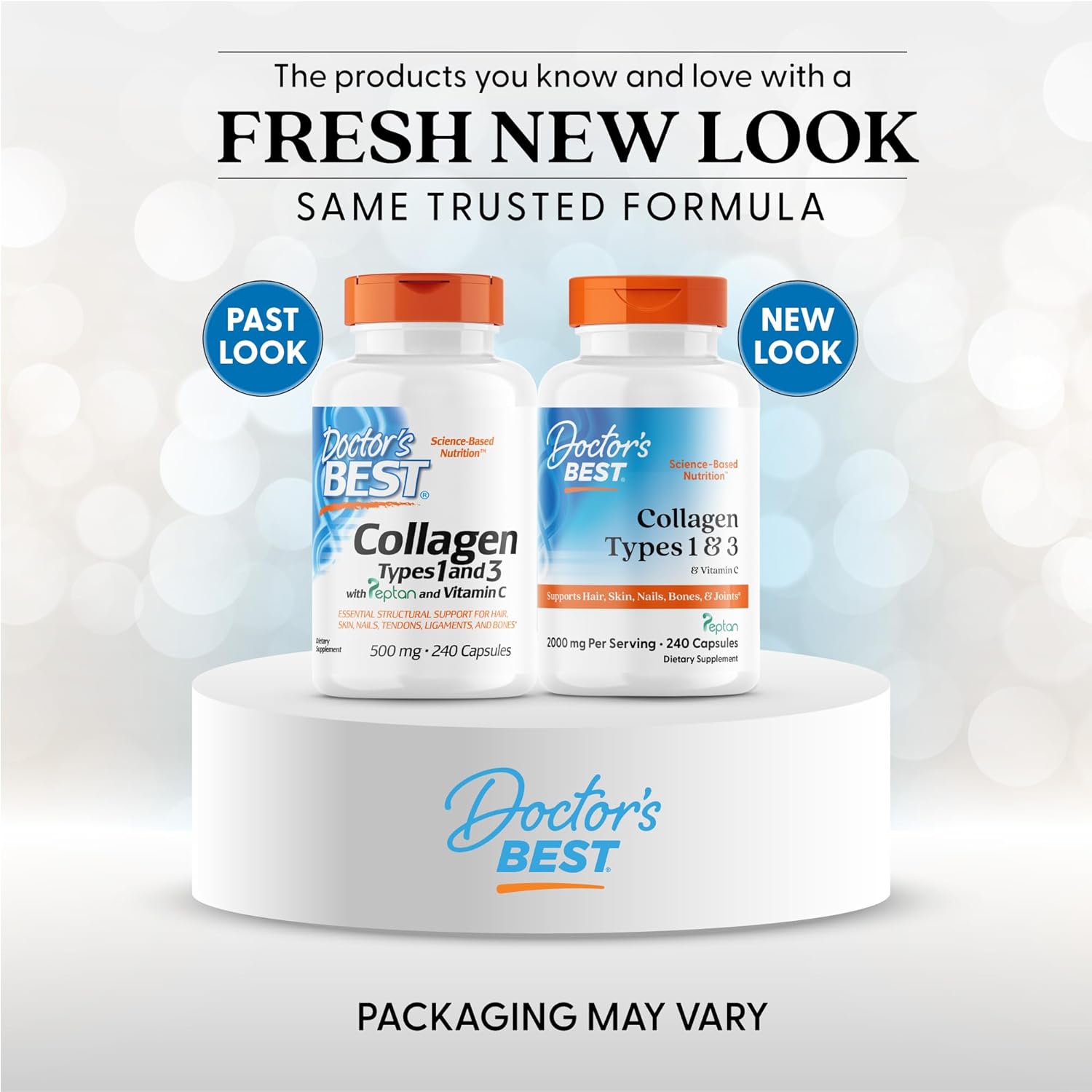 Buy now Doctor's Best Collagen Types 1 & 3 with Vitamin C, Non-GMO, Gluten Free, Soy Free, Supports Hair, Skin, Nails, Tendons & Bones, 500 mg, 240 Caps (DRB-00263) at indiglob india