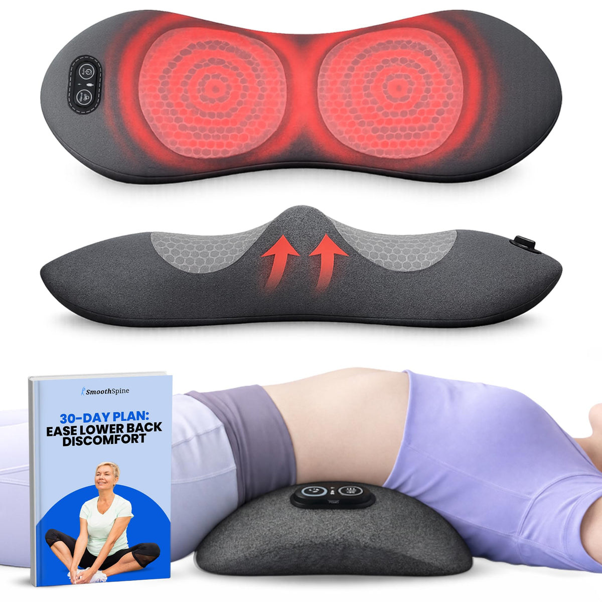 SmoothSpine Triple Fusion Back Massager with Heat for Lower Back Comfort XL