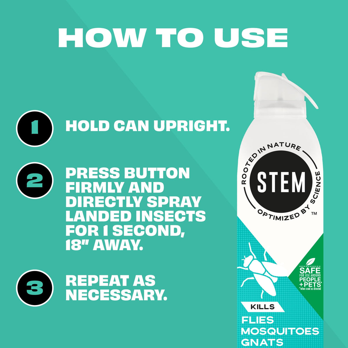 STEM Bug Spray Kills Flies, Mosquitoes, Gnats, Indoor & Outdoor, 10oz, 1pk