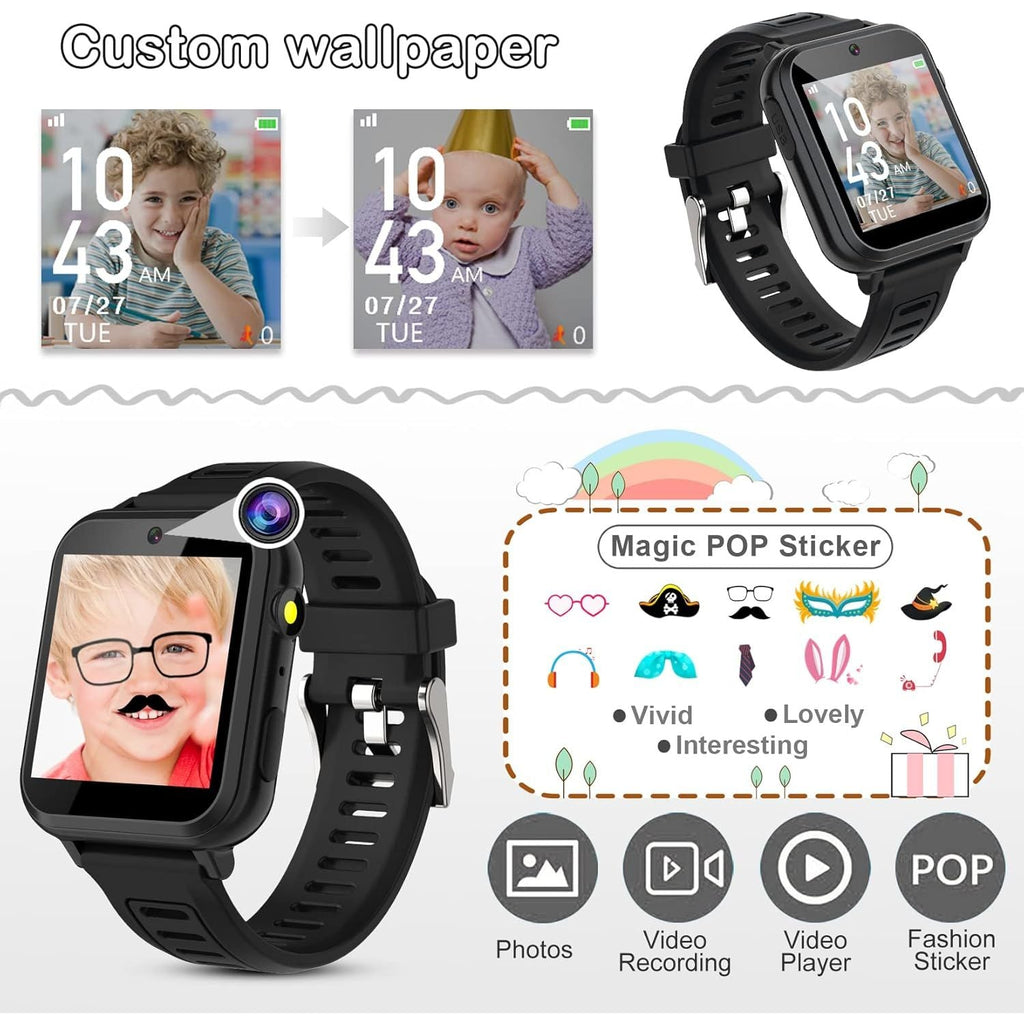 Buy now Phyulls Smart Watch for Kids, Smart Watch Toys with 39 Games Camera Video Recorder Music Alarm Calculator Calendar Flashlight Stopwatch Pedometer Gift Toys for 3-12 Years Old Boys and Girls (Black) at indiglob india