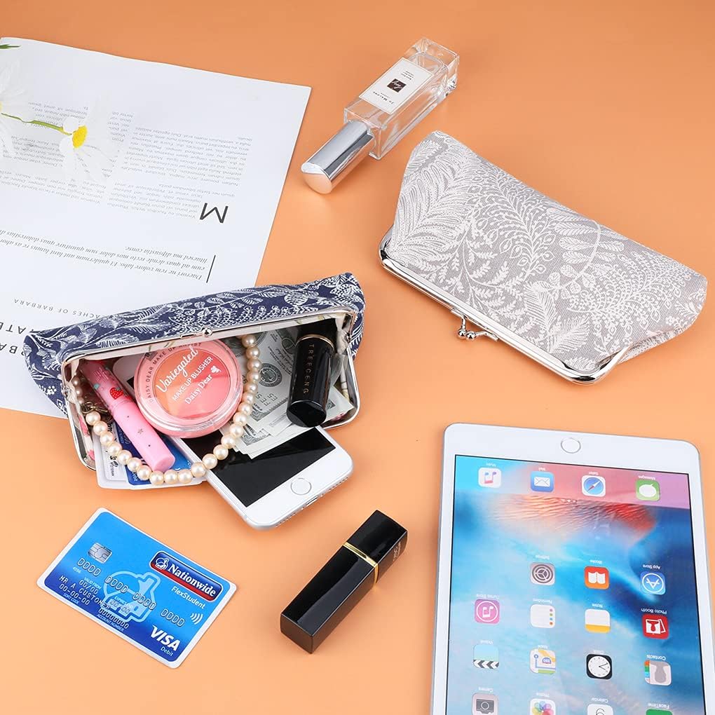 Buy now Oyachic 2 Packs Coin Purse Vintage Leaf Pouch Long Coin Pouch Women Wallet Kiss lock Cosmetic Bag Make up Bag Clasp Clutch at indiglob india