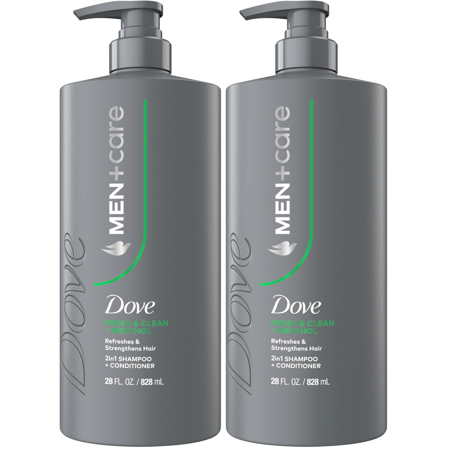 DOVE MEN + CARE Shampoo 1 count Fresh + Clean for Hair Refreshing & Strengthening, with Menthol, 28 fl oz (Pack of 2)
