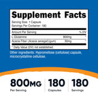 Nutricost L-Glutamine 800mg, 180 Capsules - Gluten Free, Non-GMO