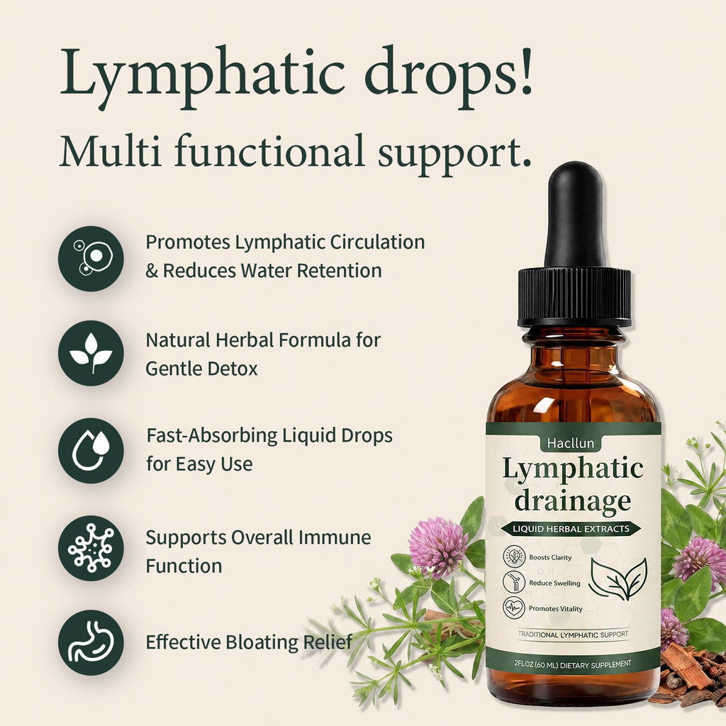 Lymphatic Drainage–Lymphatic Drainage Drops Cleanse & Bloat Relief Supports Lymphatic Health (2 Fl Oz)