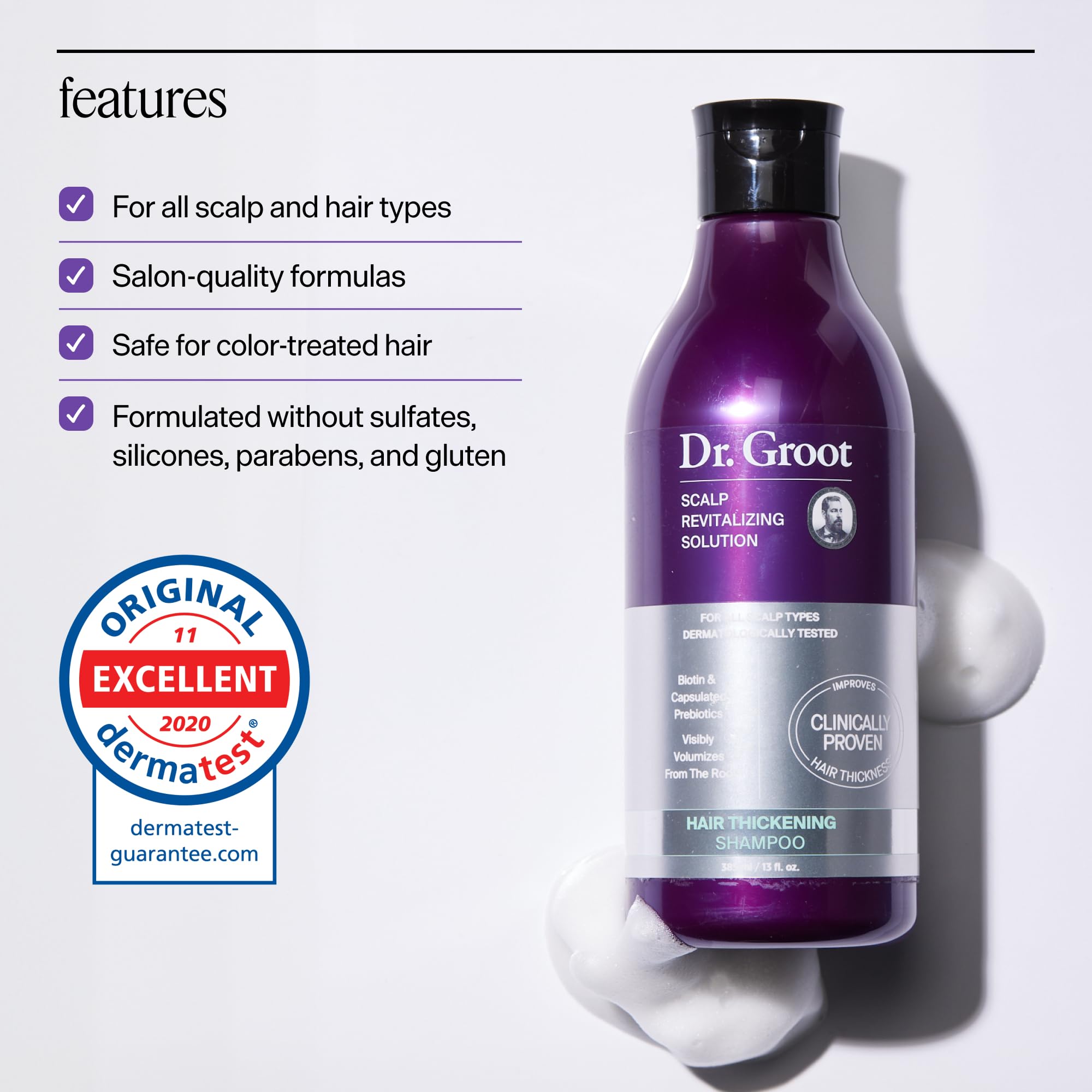 Dr. Groot Hair Thickening Shampoo, Korean Hair Care with Biotin, Rosemary Oil to Help Volumize Thinning, Damaged Hair, Hydrate Hair and Scalp, Biotin Shampoo, Scalp Revitalizing Solution