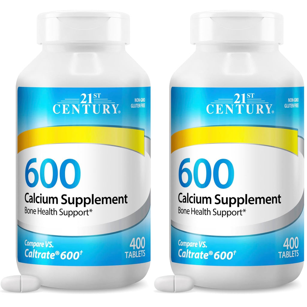 21st Century Calcium 600mg Tablets, Bone Strength Support, 400 Count | Calcium Carbonate, Compare VS. Caltrate® 600, Bone Strength & Density Support, Vegan-Friendly, For Men & Women