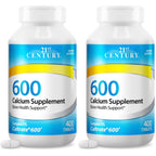 21st Century Calcium 600mg Tablets, Bone Strength Support, 400 Count | Calcium Carbonate, Compare VS. Caltrate® 600, Bone Strength & Density Support, Vegan-Friendly, For Men & Women