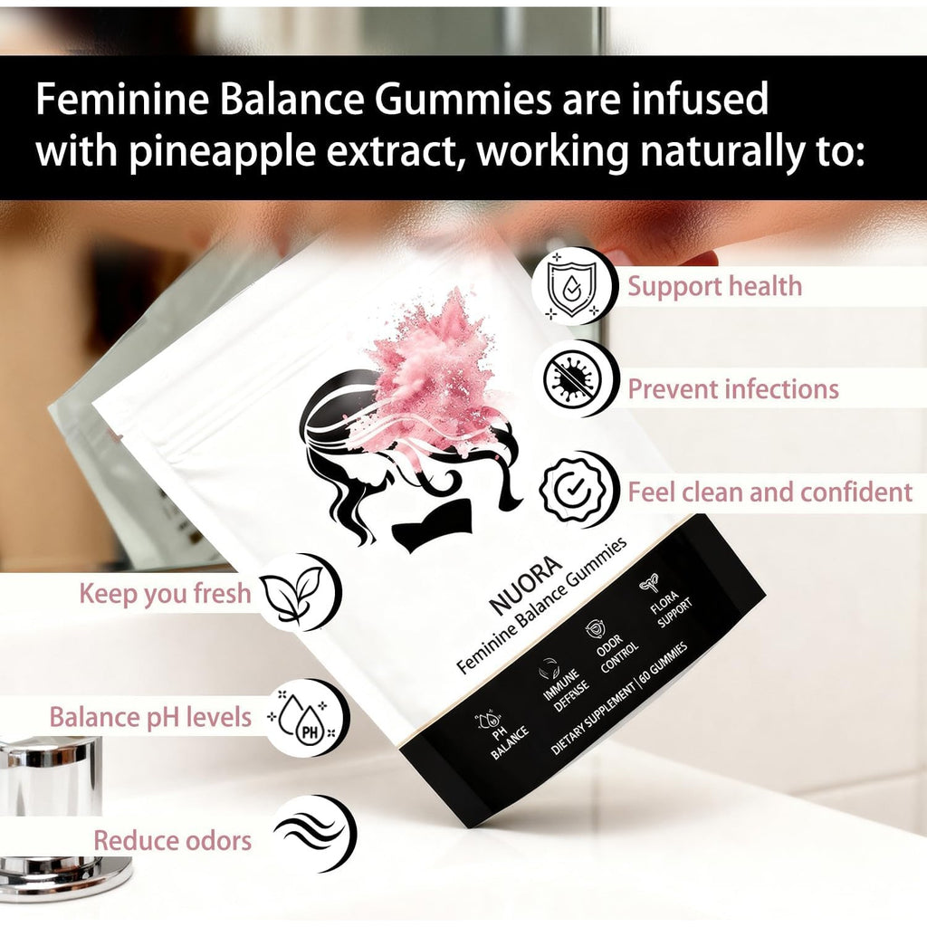Feminine Balance Gummies, Vegan Hawaiian Pineapple, pH Balance, Healthy Odor, Flora and Immune Support, Vaginal Health Support, 60 Count