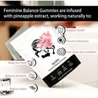 Feminine Balance Gummies, Vegan Hawaiian Pineapple, pH Balance, Healthy Odor, Flora and Immune Support, Vaginal Health Support, 60 Count