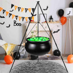 Halloween Outdoor Decorations, Witches Cauldron for Yard Decorations, Witch Decor Indoor, Halloween Witch Cauldron with Tripod with Eyeballs String Lights and Skeleton for Home & Porch Decor