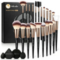 Makeup Brushes Set, Mlemle Professional 25 Pcs Makeup Kit, Include Powder Foundation Concealers Blush Eye shadows 21 Pcs Makeup Brushes and 2 Powder Puff, 2 Makeup Sponge(B02-CreamBlack)