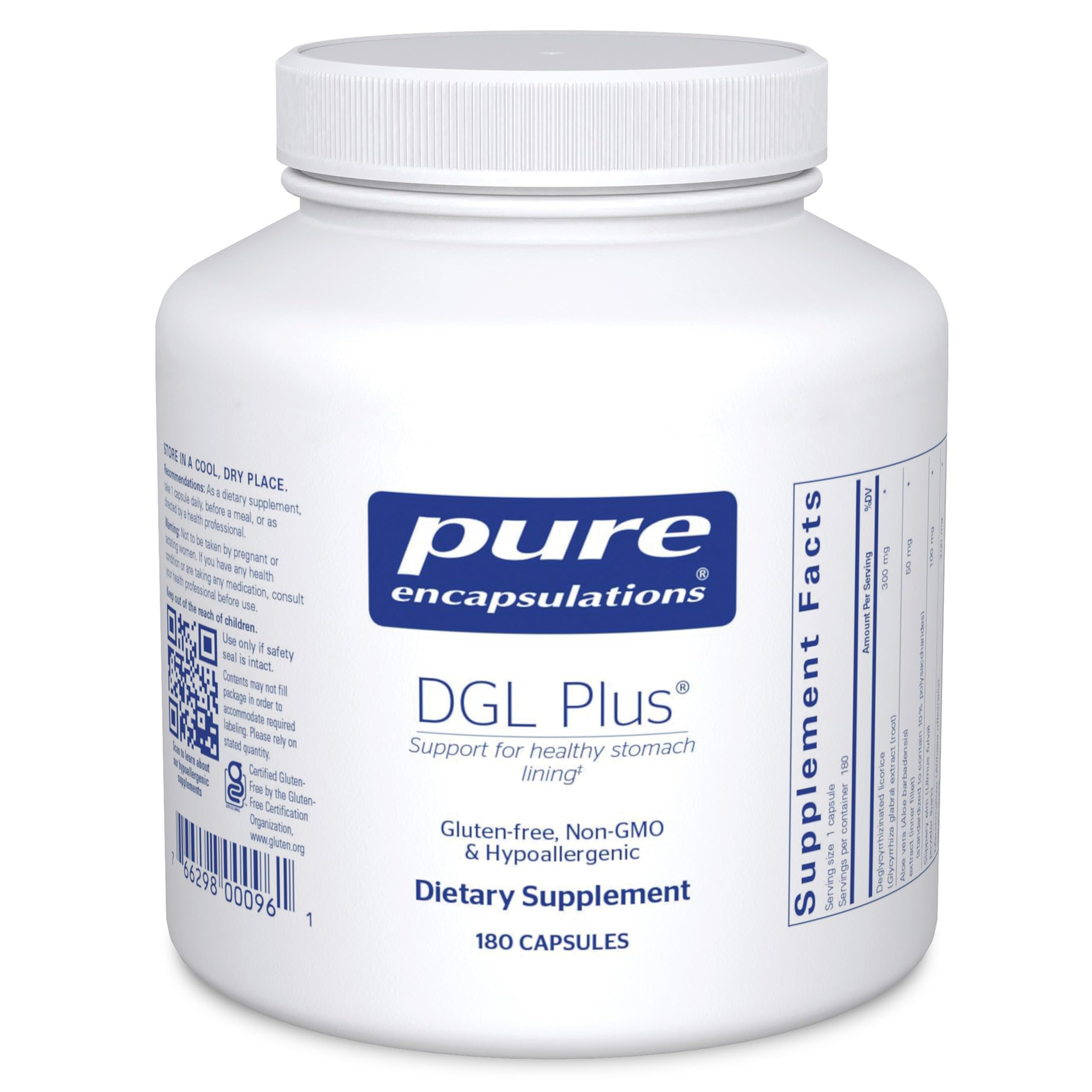 Pure Encapsulations DGL Plus, 180 Capsules | Deglycyrrhizinated Licorice Supplement to Support Gastrointestinal Health*, Herbal Blend