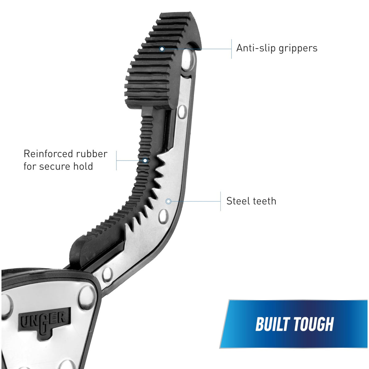 Unger Professional 42.5” Rugged Reacher Grabber Tool with Rotating Head, Outdoor Trash Picker Upper, Heavy Duty Claw Pickup, Durable Litter Yard Clean Up for Twigs, Lawn, and Garden Use
