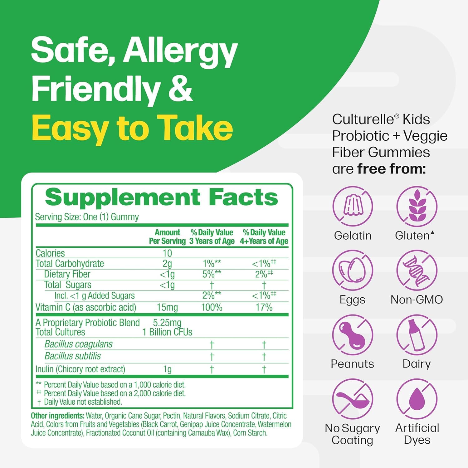 Culturelle Kids Probiotic + Veggie Fiber Gummies, Ages 3+, Berry, 60 Count | From the #1 Pediatrician-Recommended Brand± Promotes Digestive Gut Health & Immune Support* for Children, with Vitamin C