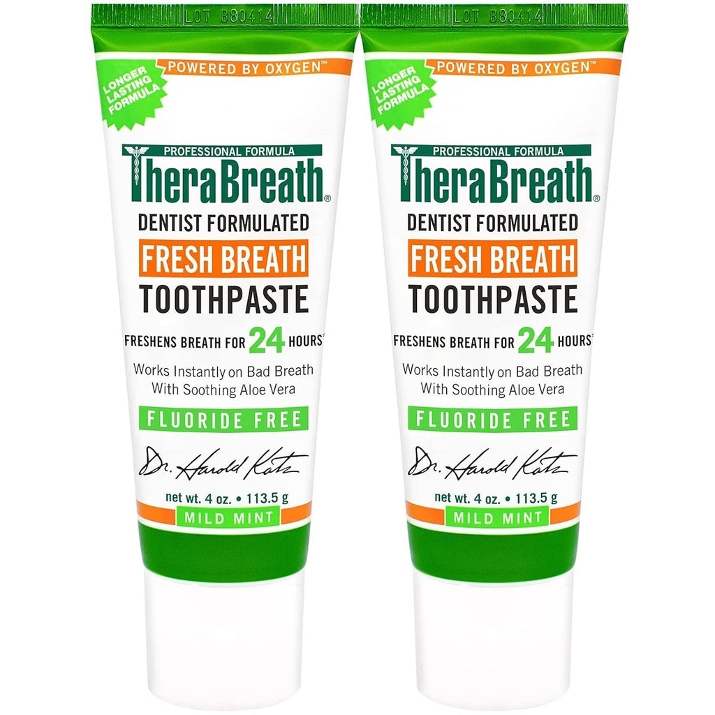 Buy now TheraBreath Fresh Breath Dentist Formulated Fluoride Free Toothpaste, Mild Mint, 4 Ounce (Pack of 2), Multi Default at indiglob india