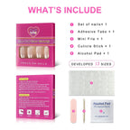 Buy now EchiQ Pearl Shine Glossy Fake Nails Shimmer White Square French Nail Ombre Faux Ongles Gradient Medium Fingernails with Gluetabs at indiglob india