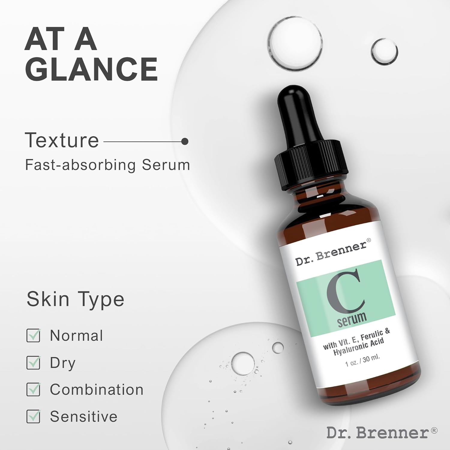 Buy now Vitamin C Serum 20% Pure L-Ascorbic Acid, Ferulic Acid, Vitamin E and Hyaluronic Acid for Face and Eyes Natural Anti Aging Anti Wrinkle 1oz. by Dr. Brenner at indiglob india