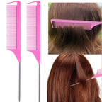 ZVOREI 8Pcs Hair Brushes Set wit, Pink 4Pcs Topsy Hair Tail Tools | 1Pcs Bristle Teasing Hair Brush 1Pcs Edge Control Brush 2Pcs Metal Pin Rat Tail Combs for Woman Girl Hair Styling