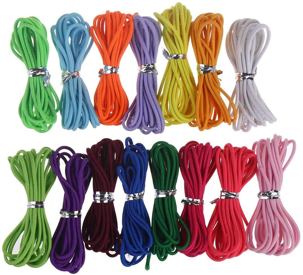 32 Yards 2mm Elastic Band Cord Bracelet String Rubber Rope 15 Colors 6.6ft/pcs for Bracelet,Beading,Jewelry Making by CCINEE