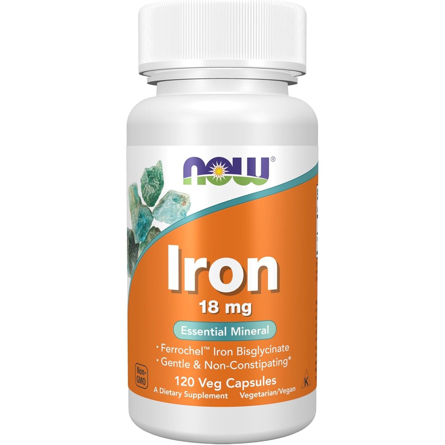 Buy now NOW Foods Supplements, Iron 18 mg, Non-Constipating*, Essential Mineral, 120 Veg Capsules at indiglob india