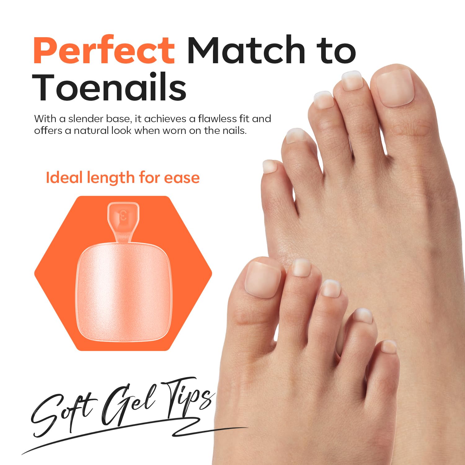 Modelones Short Almond Nail Tips set offers a natural fit, perfect for toenails. Verified by CuratCart for trust.