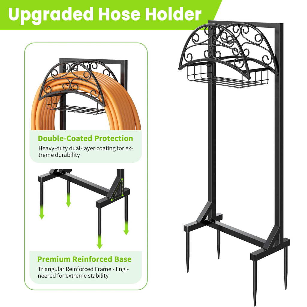 Garden Hose Holder, Rustproof Water Hose Reel for Outside
