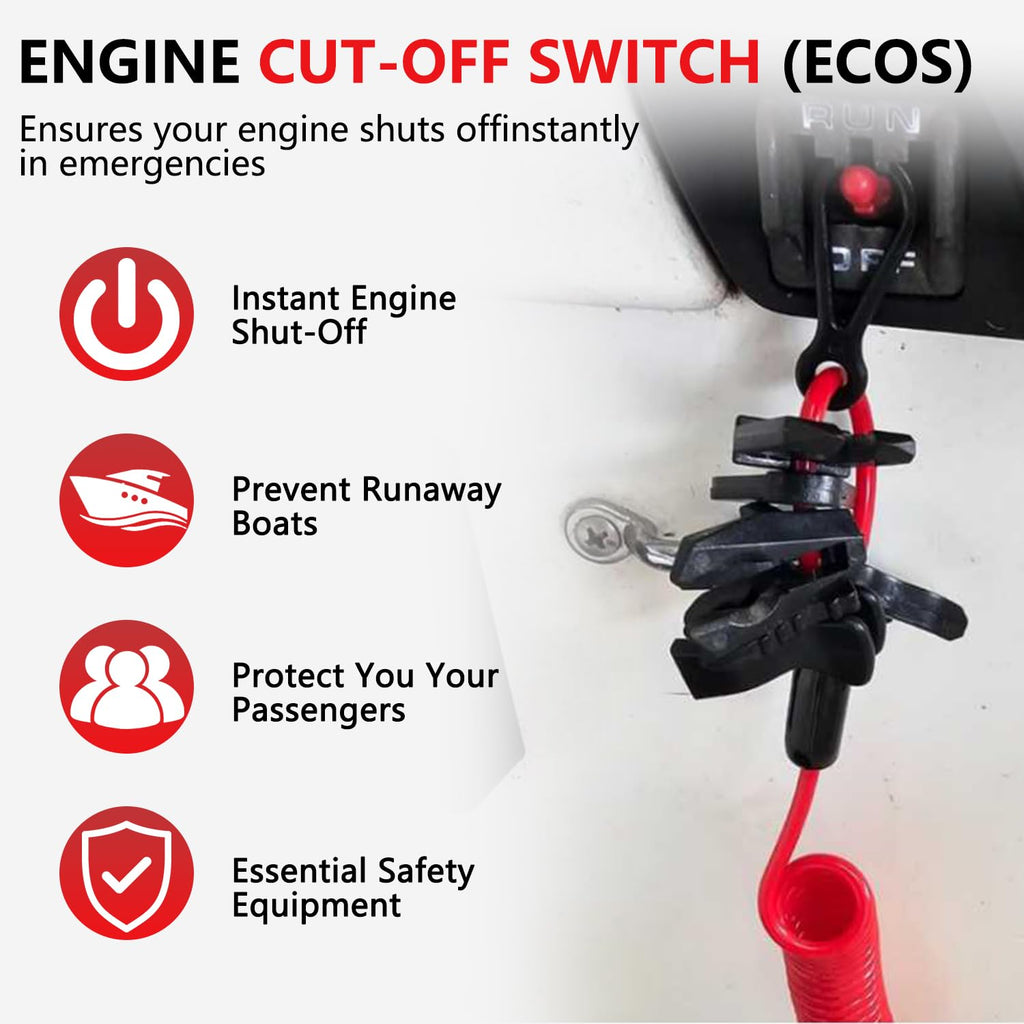 Universal Boat Safety Lanyard Kill Switch with 7 Keys