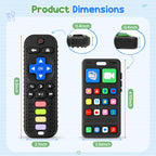 2 Pack Remote & Phone Teething Toys for 0-6 6-12 Months, BPA Free Silicone