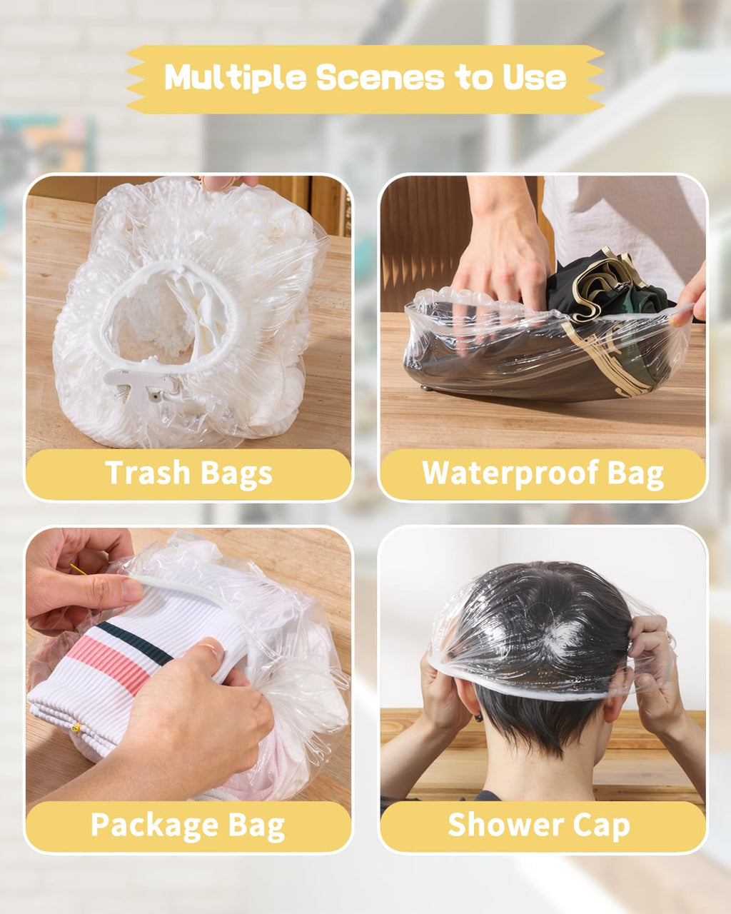Plastic Bowl Covers for Sourdough Bread Proofing Large Disposable Elastic Food Wraps Fits 12-inch Bowls, Shower Caps for Banneton Bread Proofing Basket Plastic Food Wrap Can Covers 100 Pcs
