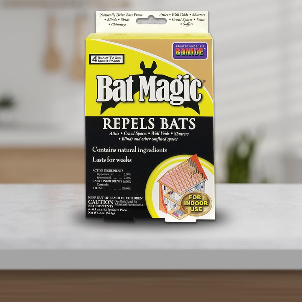 Buy now Bonide Bat Magic Bat Repellent, Pack of 4 Ready-to-Use Peppermint Oil Scent Packs for Long Lasting Indoor Bat Control at indiglob india