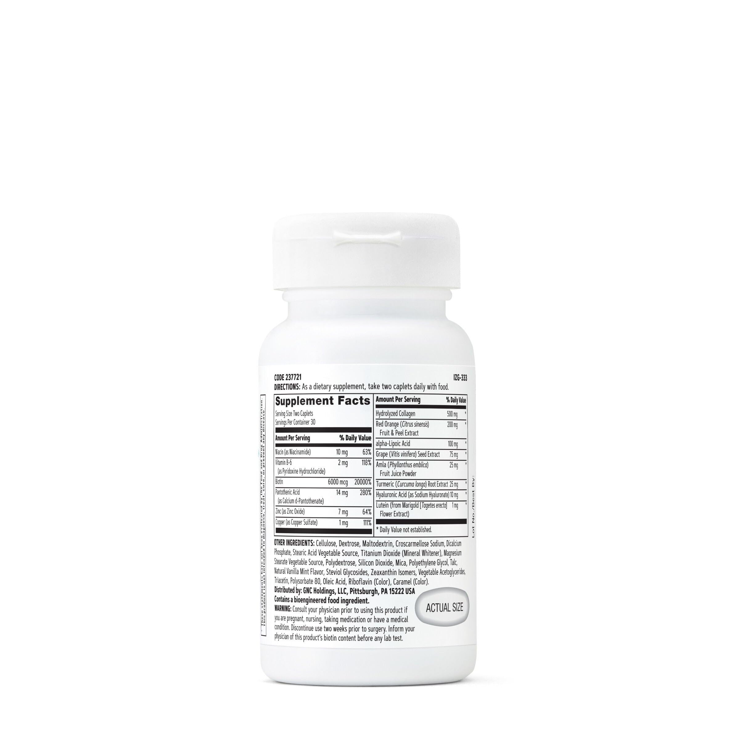 Buy now GNC Women's Advanced Hair, Skin & Nails Daily Multivitamin Blend for Women, Clinically Studied Beauty Support Containing Biotin, Hyaluronic Acid, Collagen, Lutein, 60 Caplets at indiglob india