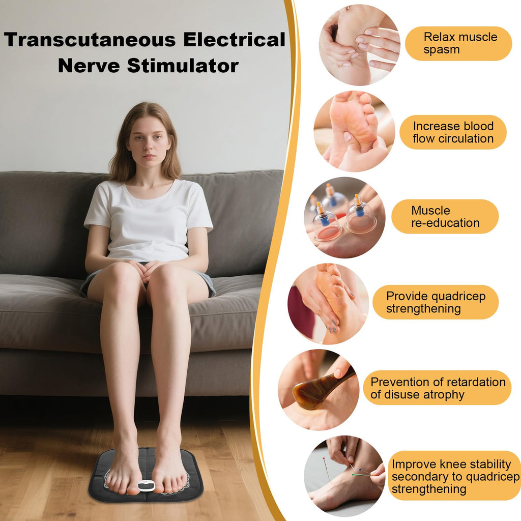 Transcutaneous Electrical Nerve Stimulator for Pain Relief,EMS Foot Stimulator Temporarily Reduce Lower Extremity Pain, EMS Foot Massager for Increase Local Blood Circulation.