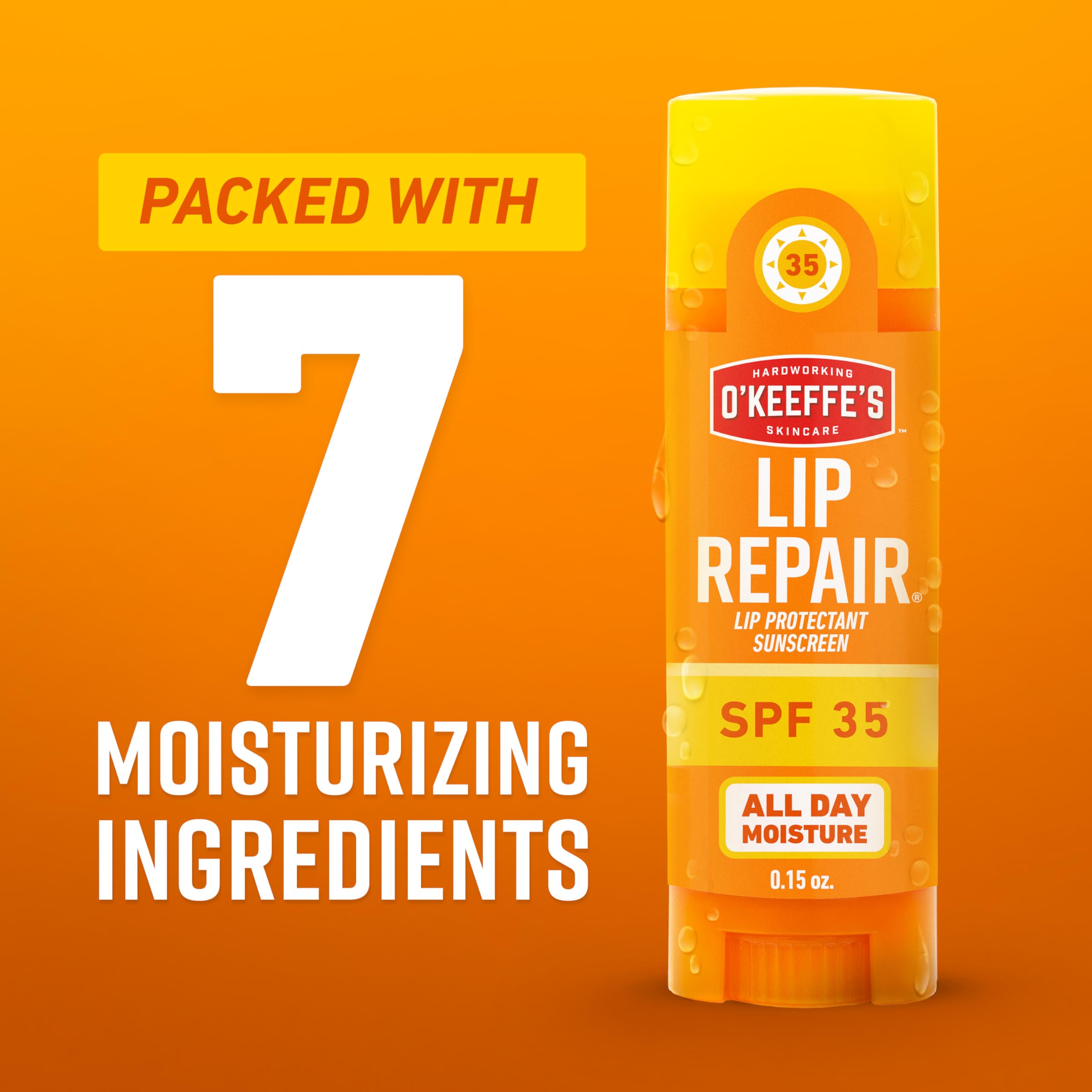 O'Keeffe's Lip Repair SPF 35 Balm, Moisturizer for Cracked, Dry Lips | Heals and Relieves, Long-Lasting Hydration, Contains Aloe, Hypoallergenic Formula
