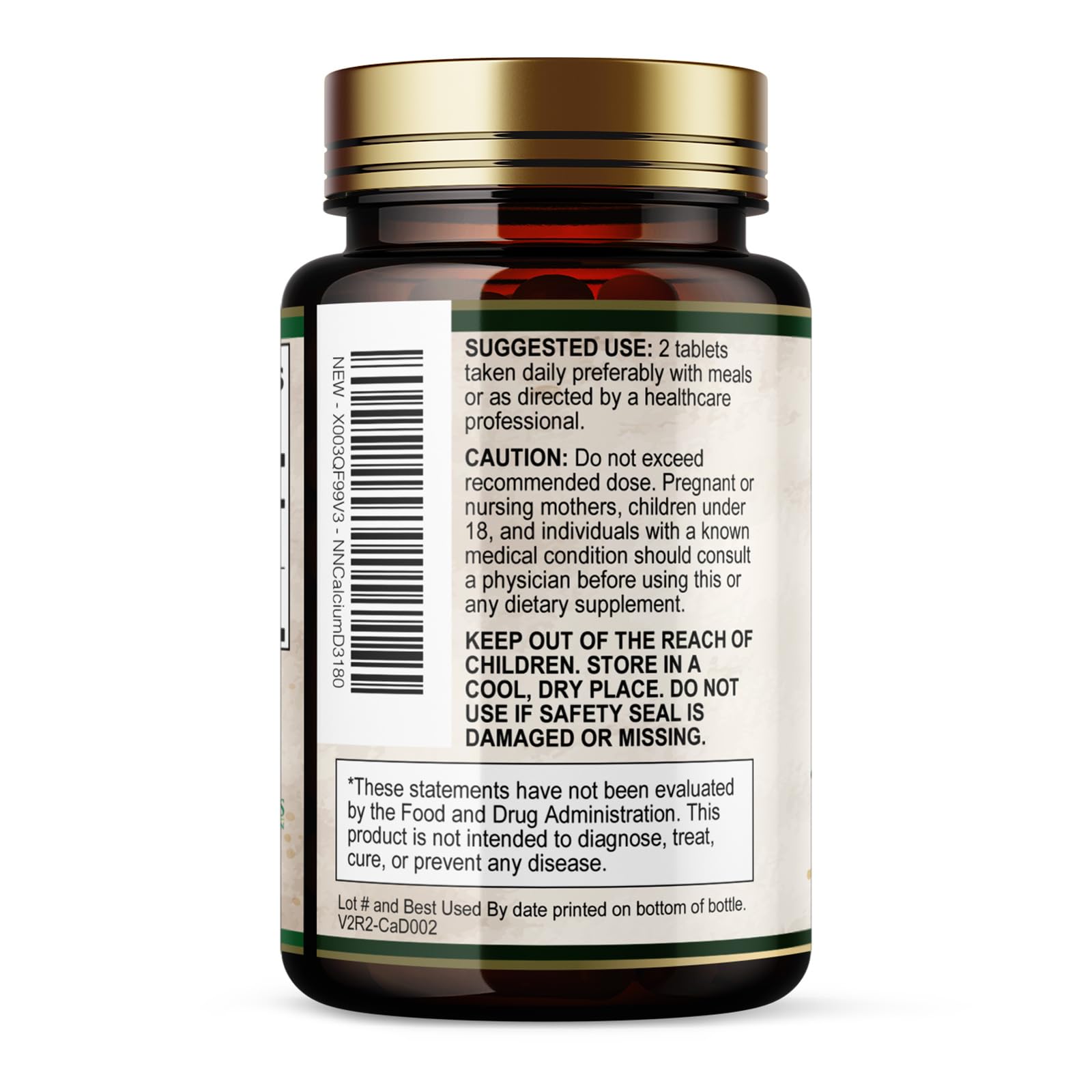Calcium 1200 mg with Vitamin D3 - Bone Health Supplement, Vitamin D & Calcium Supplements for Women & Men - Bone Strength, Teeth & Immune Support, Nature's Calcium Pills, Bottled in USA - 180 Tablets