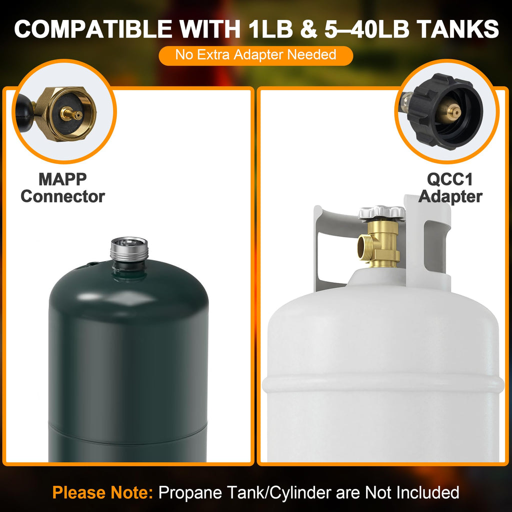 Propane Torch Kit Weed Burner 1,800,000 BTU, Built-in Igniter, 10FT Hose