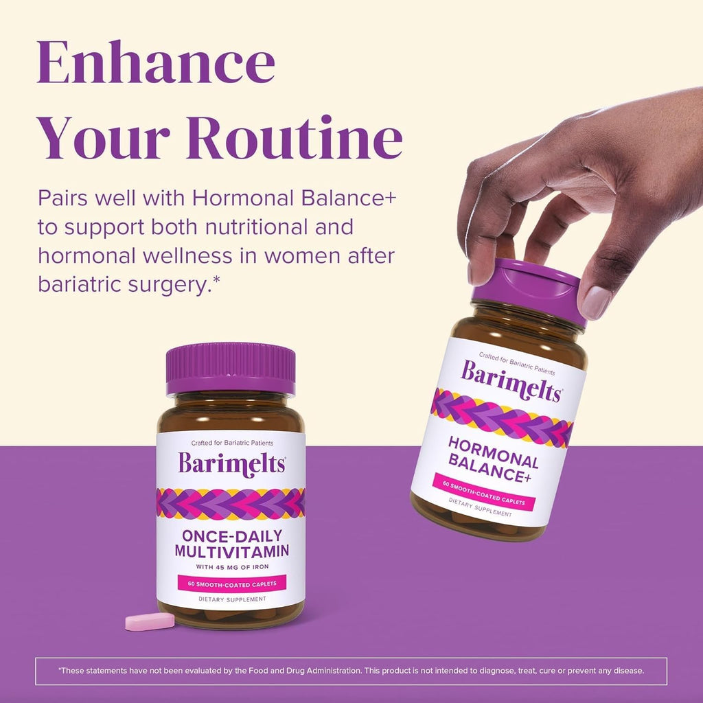 BariMelts Once Daily Bariatric Multivitamin with Iron, 120 Caplets | Easy-Swallow Caplets, Multivitamin for Women, Multimineral Complex Supports Nutrition After Bariatric Surgery