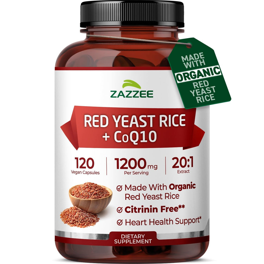 Zazzee Organic Red Yeast Rice 20:1 Extract with 80 mg CoQ10, Citrinin-Free