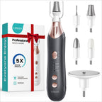 COSLUS C43 Professional Manicure Pedicure Kit with Upgrade Wider Grinder | 5-in-1 Electric Nail File for Toenail Hand Feet, Thick Nails Care, Cordless, 5 Speeds, Men Women Seniors, Home Salon, White
