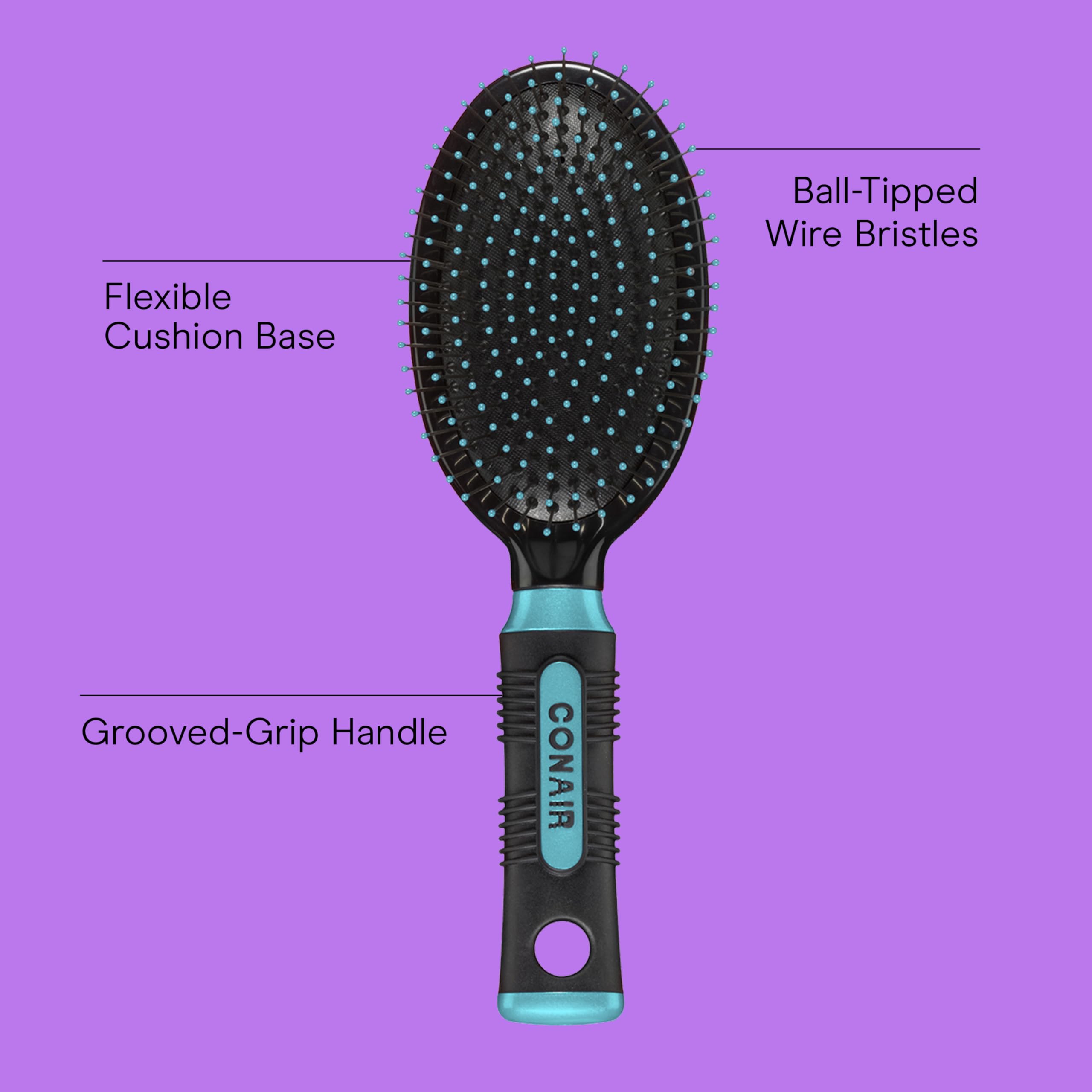 Conair Salon Results Hair Brush, Detangling Hair Brush for Men and Women, For All Hair Types, Metal Bristles and Cushion Base