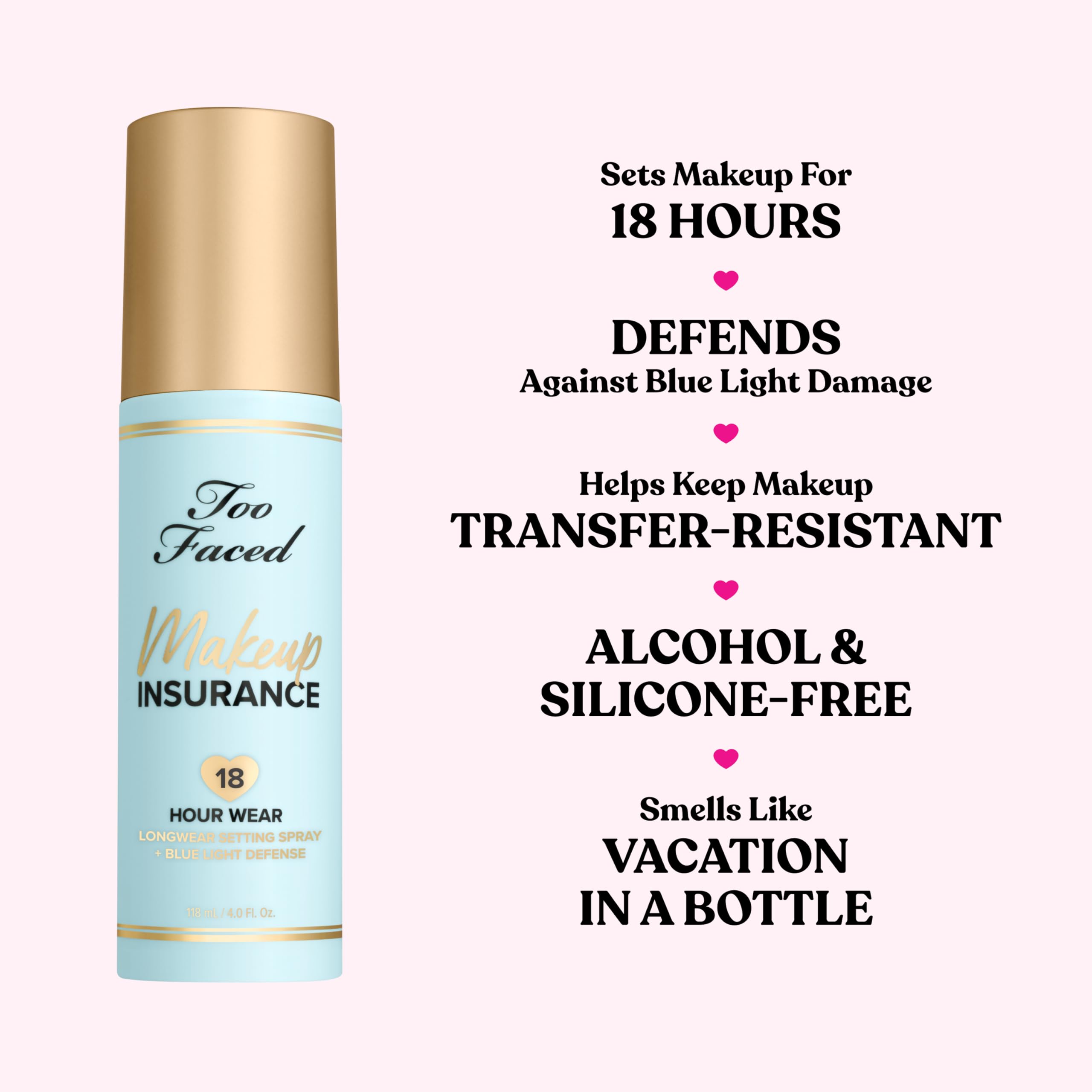 Buy now Too Faced Makeup Insurance Setting Spray | Hydrating, Long Lasting, Vegan + Cruelty Free, 4 Fl Oz at indiglob india