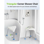 FULLOT Space-Saving Triangular Shower Chair for Inside Shower, 400 lbs
